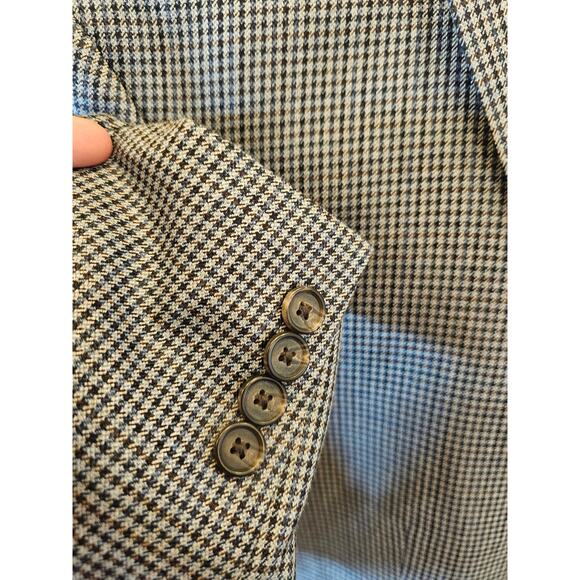 Ralph lauren blue navy houndstooth vintage silk wool blend 48 R blazer 2 button - Picture 3 of 9